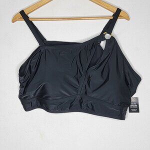 NEW Torrid‎ Plus Size 5 Wireless One Shoulder Cutout Bikini Swim Top Black $59